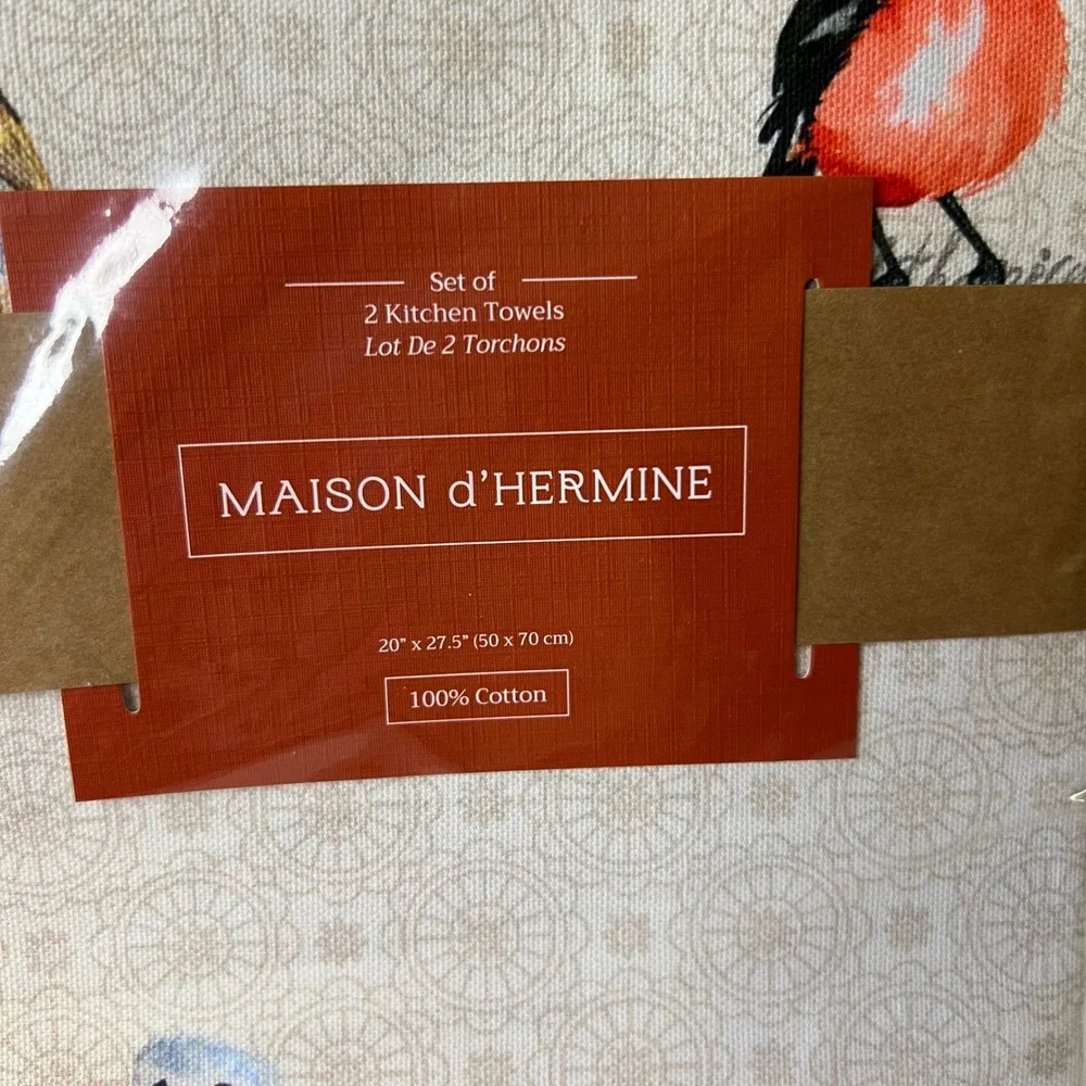 Maison d'Hermine Birdies On Wire Kitchen Towel Set  of 2 Cotton 20 x 27.5